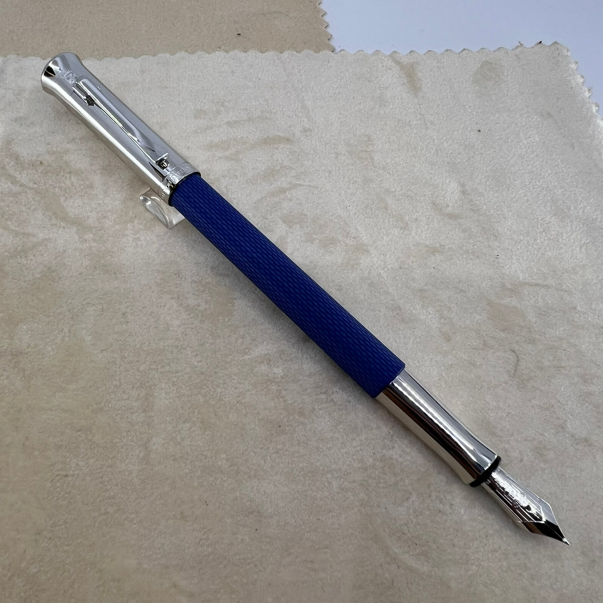 Graf Von Faber Castell Blue Resin Guilloche Fountain Pen - Fine 18 Kt Gold Nib