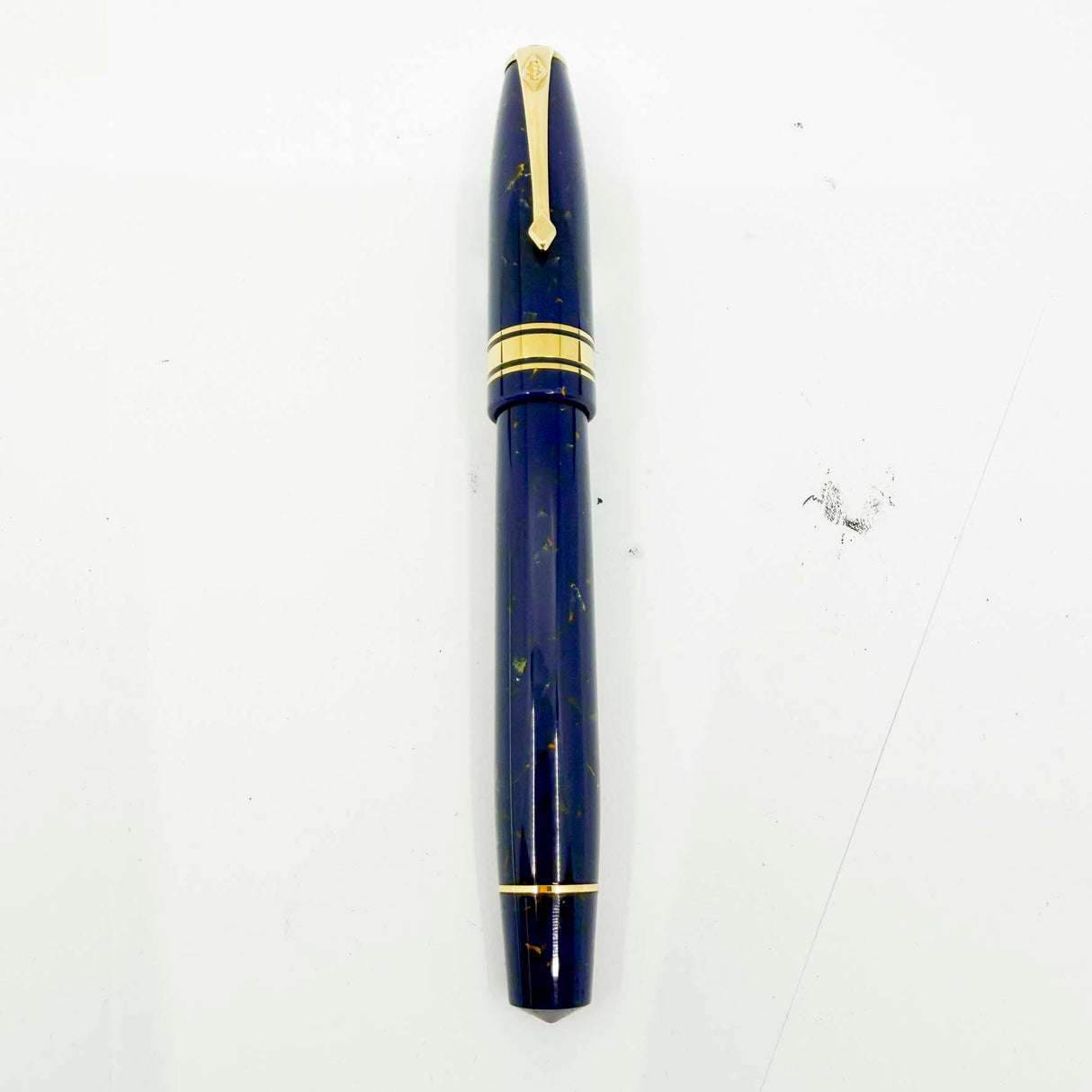 Conway Stewart 100 Sapphire Blue with Gold Flecks Fountain Pen - Double Broad 18kt Gold Nib