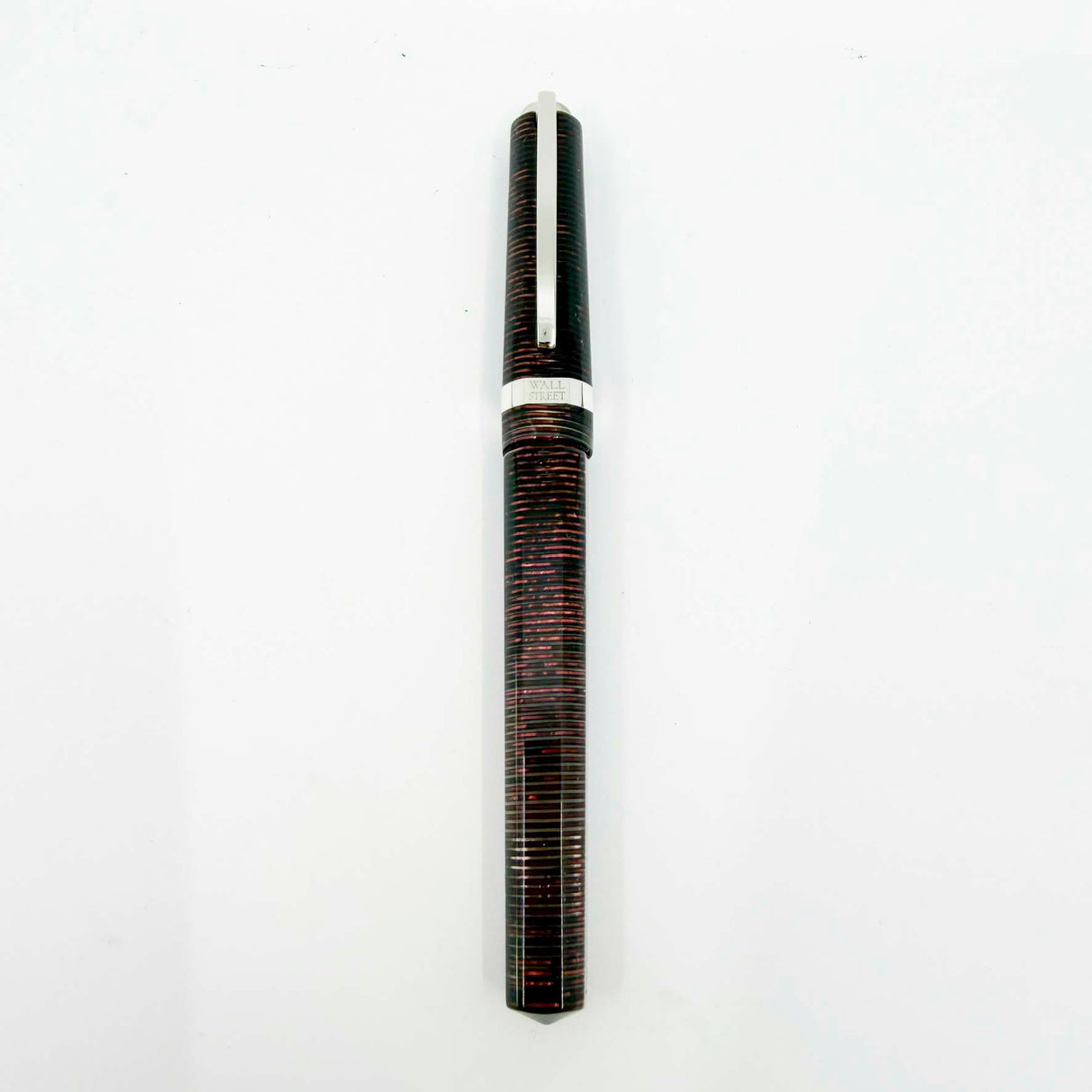 Visconti Wall Street Glittering Burgundy Striped Celluloid Fountain Pen - Flexible Fine 23K Palladium Nib