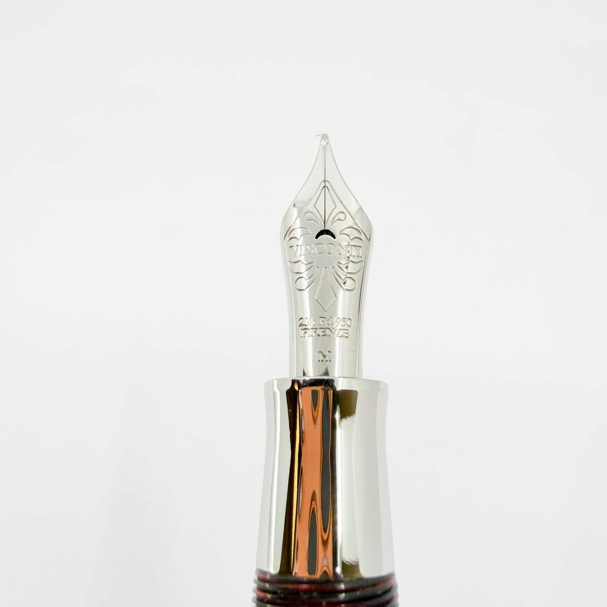 Visconti Wall Street Glittering Burgundy Striped Celluloid Fountain Pen - Flexible Fine 23K Palladium Nib