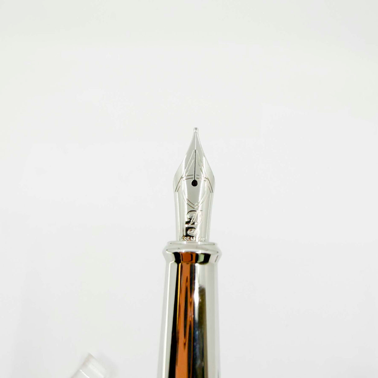 S. T. Dupont Line D Eternity Blue & Black Lacquer Medium Fountain Pen - Palladium Plated Trim - Medium 14kt Gold Nib