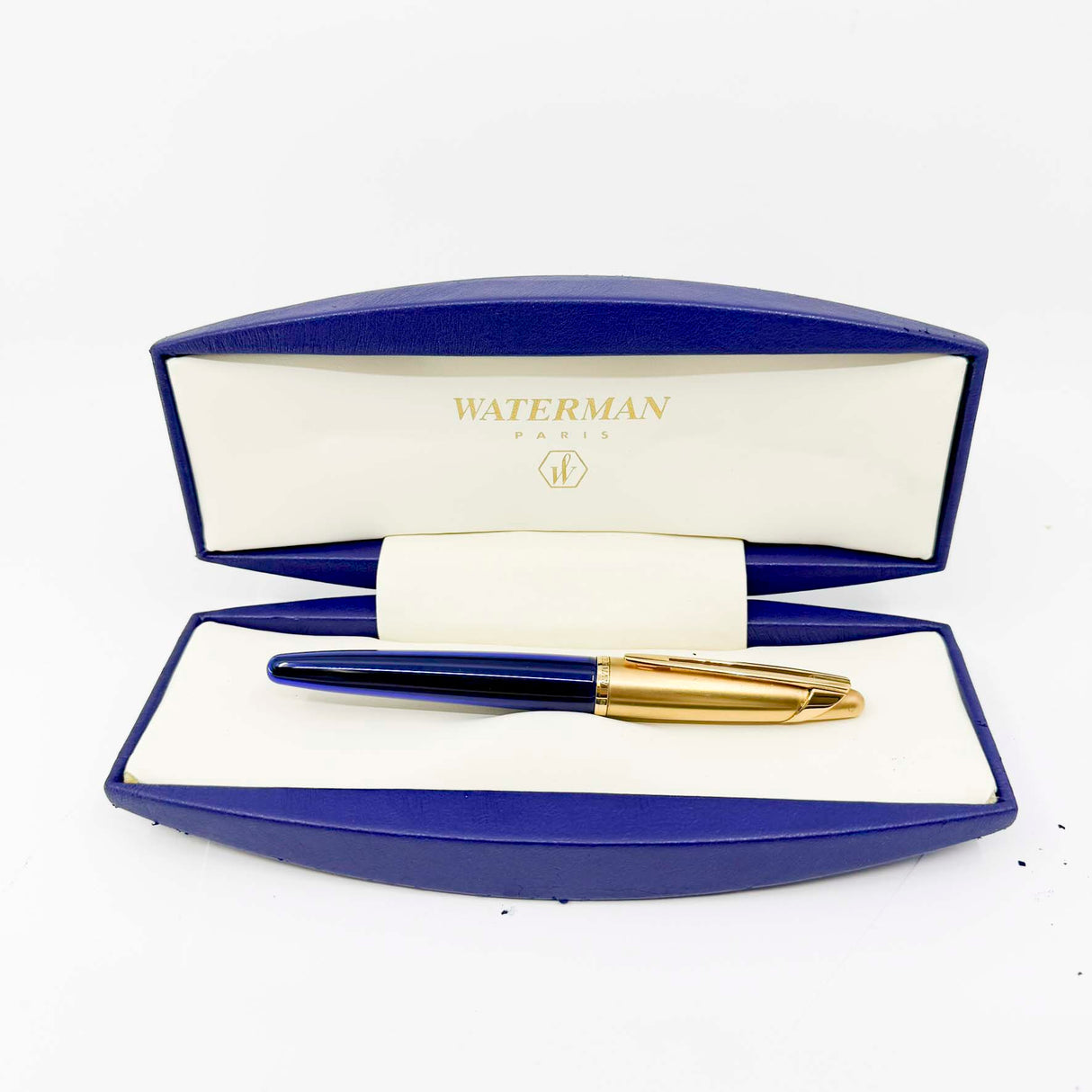 Waterman Edson Blue Translucent Fountain Pen - Fine 18kt Gold Nib