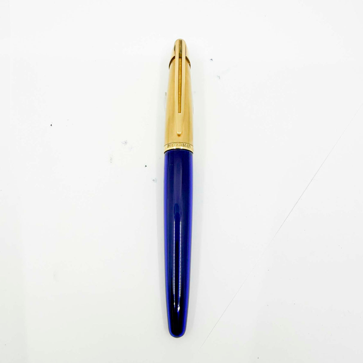 Waterman Edson Blue Translucent Fountain Pen - Fine 18kt Gold Nib