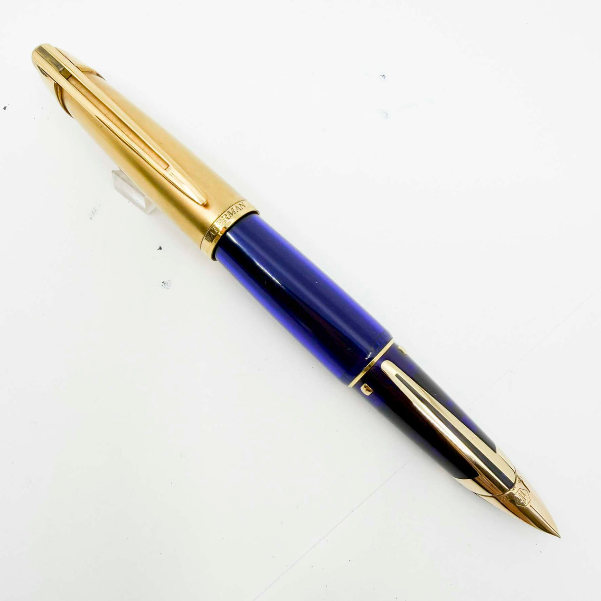 Waterman Edson Blue Translucent Fountain Pen - Fine 18kt Gold Nib
