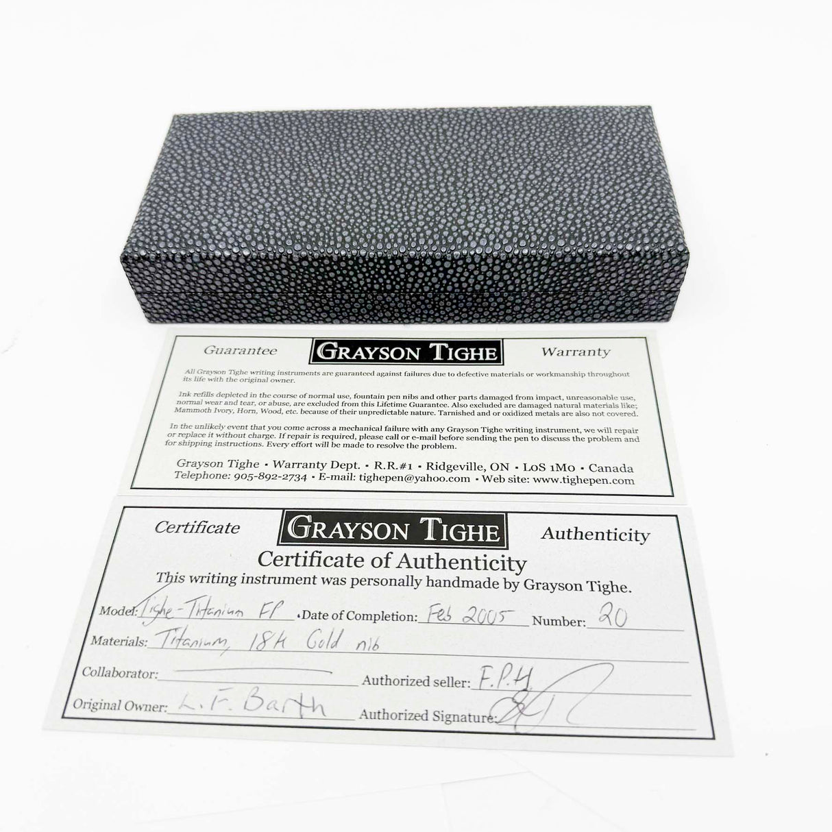 Grayson Tighe Titanium Limited Edition Fountain Pen - Fine Tighe 18kt Gold Nib (2005) - RARE & VERY DESIRABLE!!