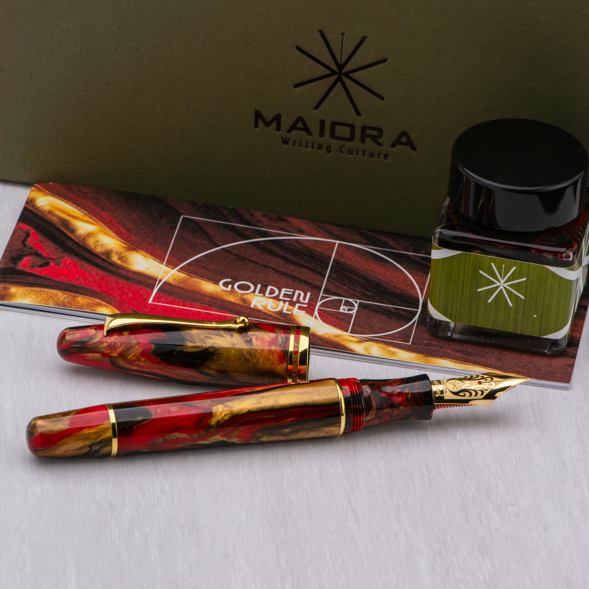 Maiora Ultra Ogiva Golden Rule Fountain Pen 14K Nib Collection