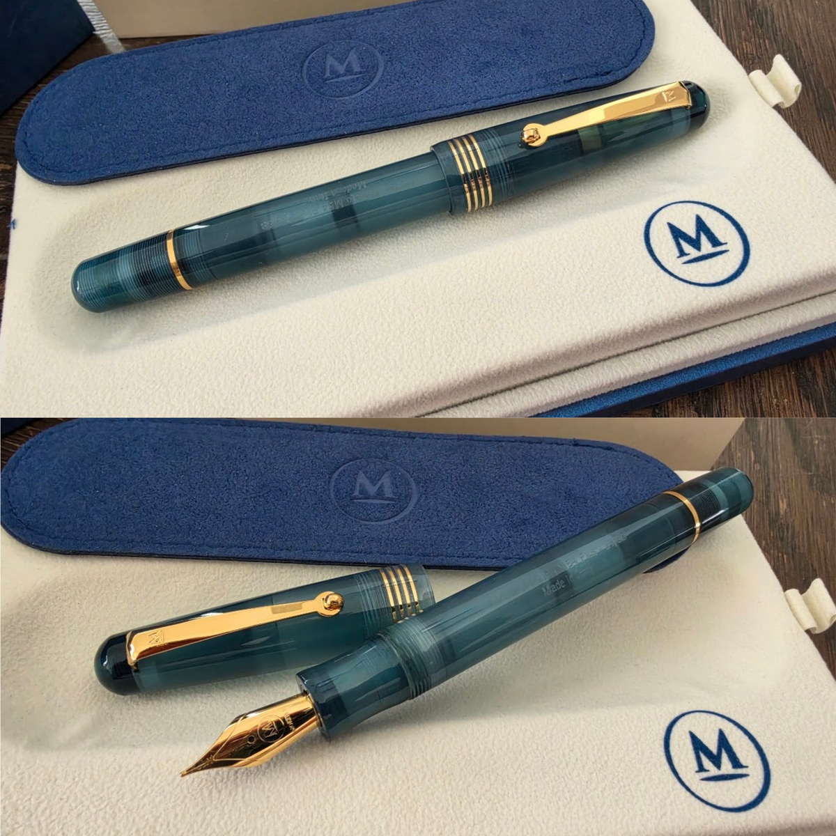 Molteni Modelo M54 Plus Demonstrator Deep Blue Gold Trim Fountain Pen Collection