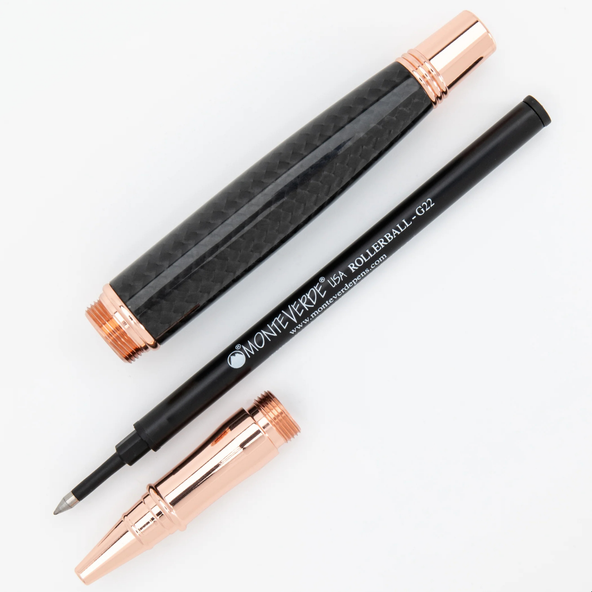 Monteverde USA Invincia Rose Gold Carbon Fiber Rollerball Collection
