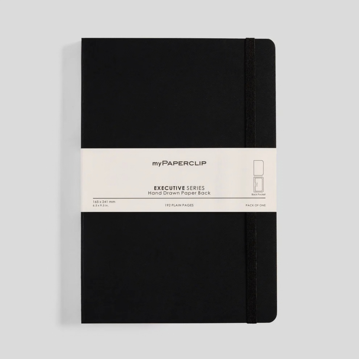 My Paperclip Executive Series Notebook (Soft Cover) - Large (With Back Pocket) 165 x 241 mm Collection Plain Black