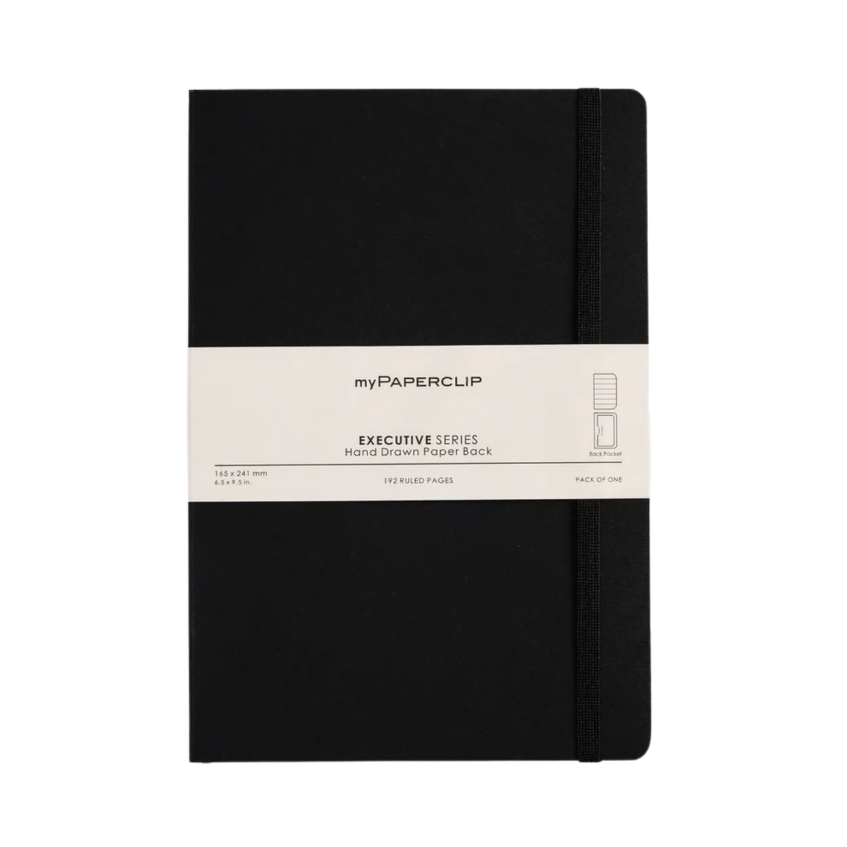 My Paperclip Executive Series Notebook (Soft Cover) - Large (With Back Pocket) 165 x 241 mm Collection Ruled Black