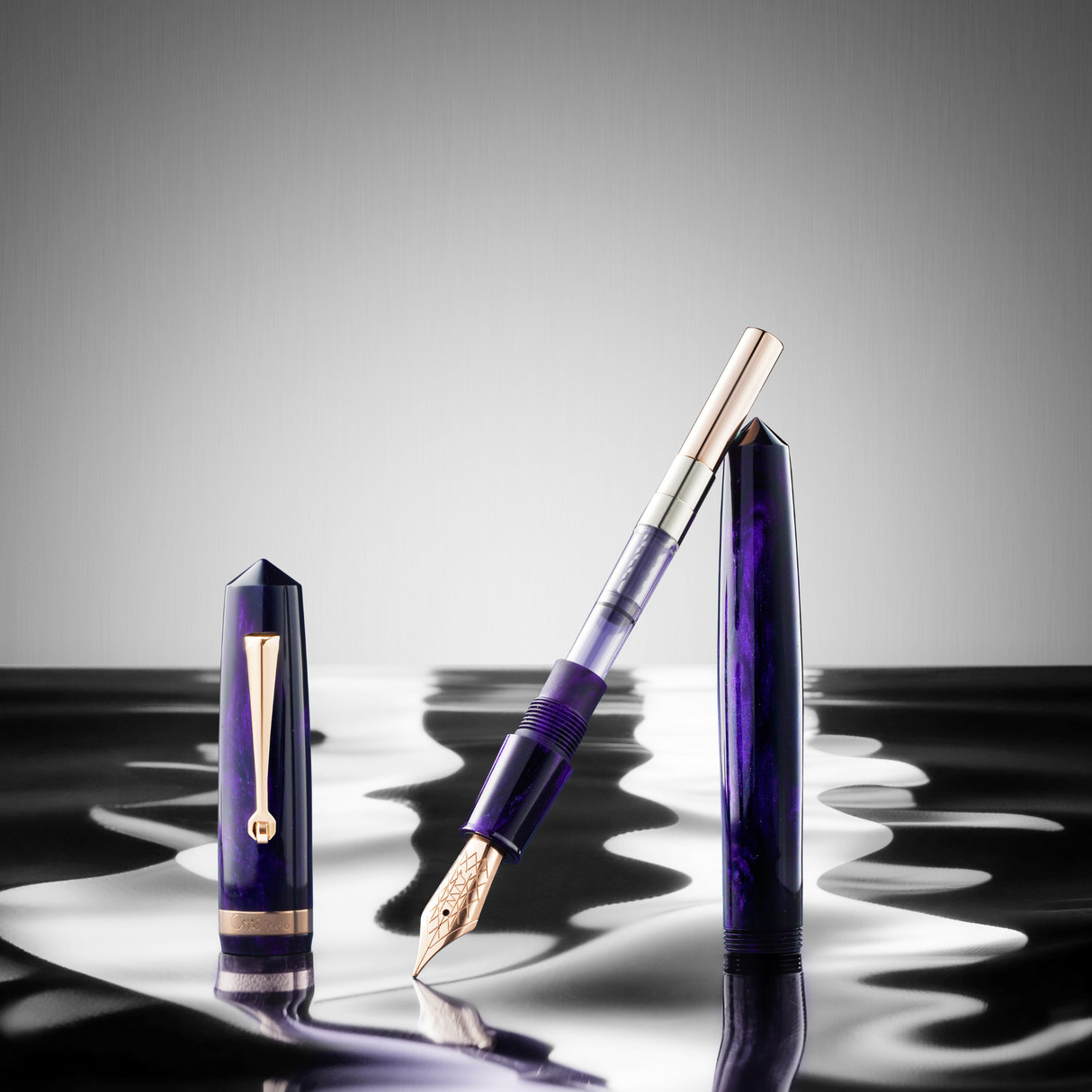 OMAS Studio Ametista Profundo Rose Gold Trim Fountain Pen Collection