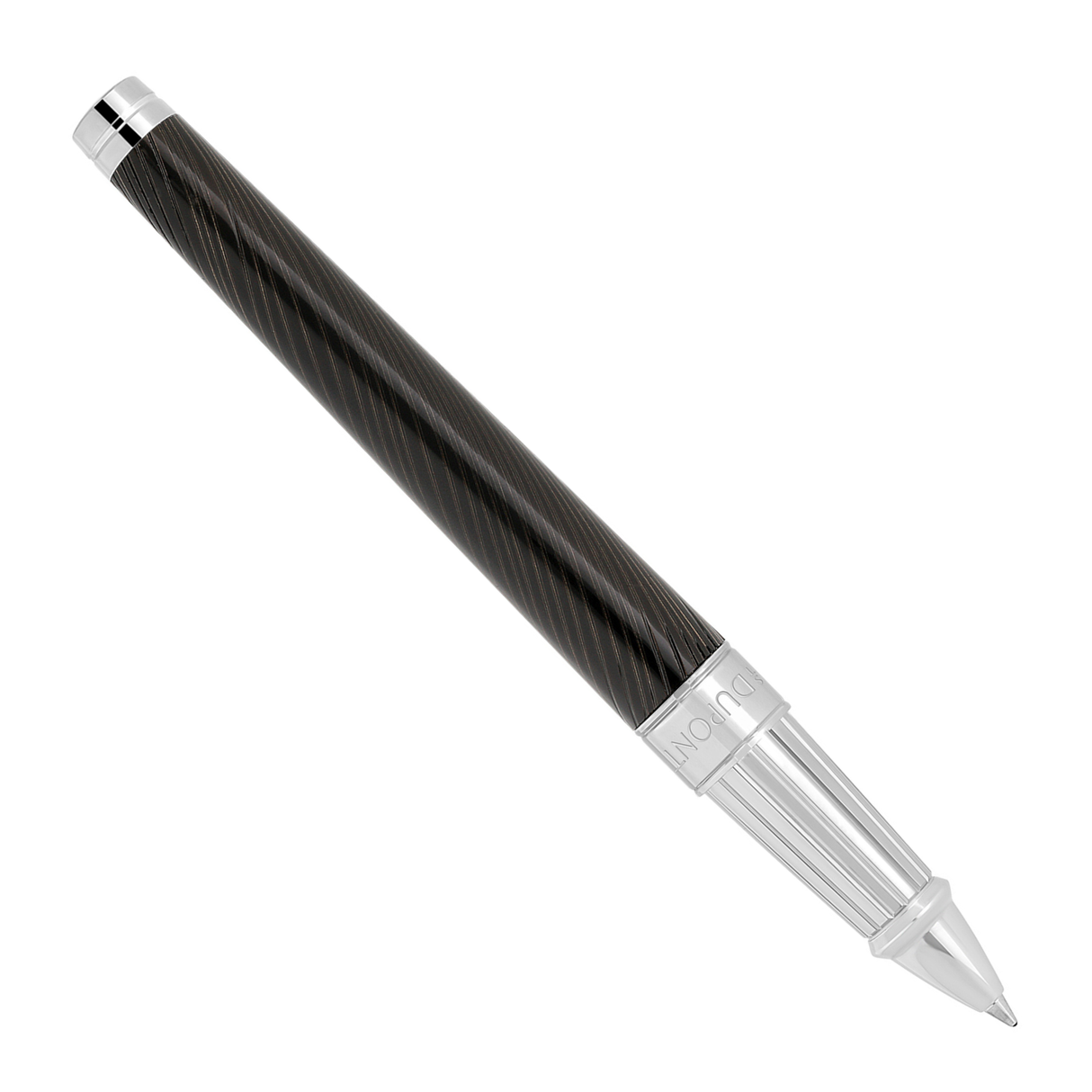 S.T. Dupont Mane Guilloche Line D Eternity Large Black & Palladium Rollerball Pen Collection