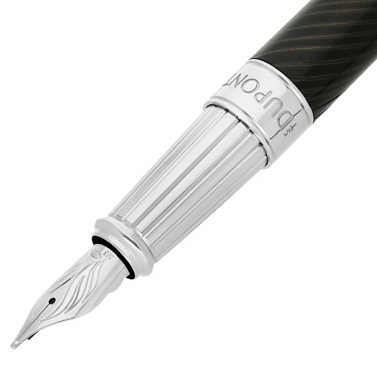 S.T. Dupont Mane Guilloche Line D Eternity Large Black & Palladium Fountain Pen Collection