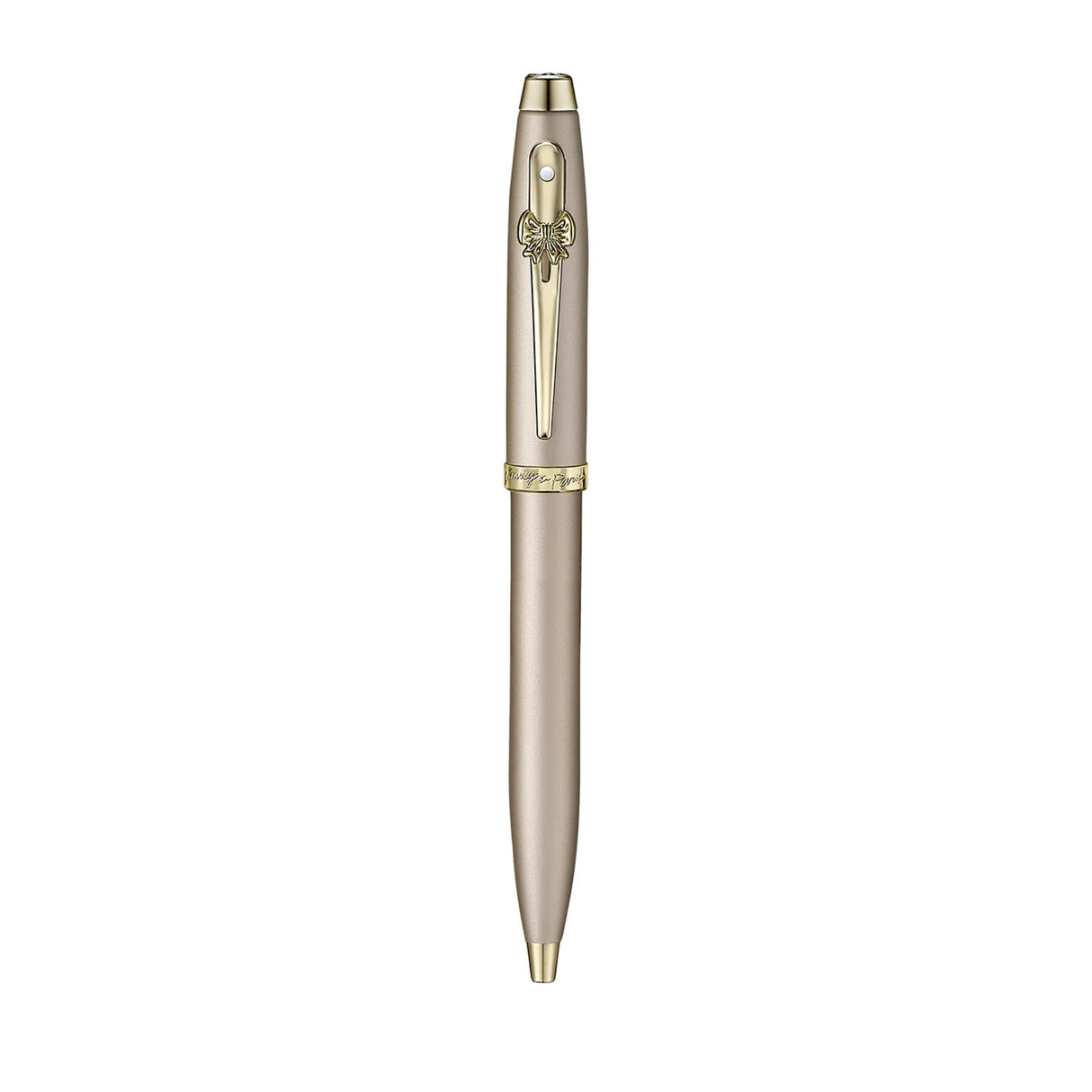 Sheaffer 100 Emily in Paris 9377 Champagne Gold with Champagne Gold Trims and Bow-Shaped Clip Emblem Ballpoint Pen