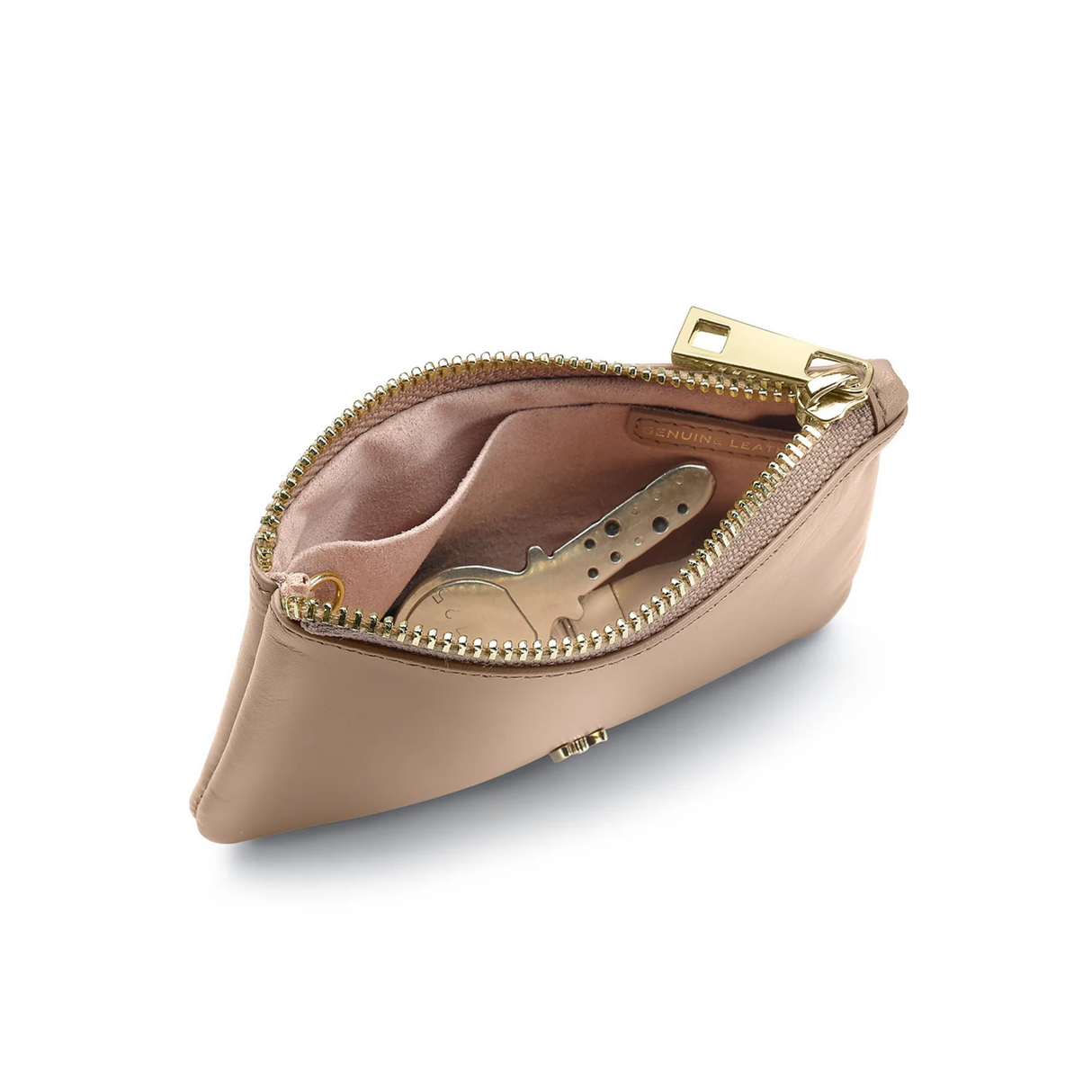 Sheaffer Emily in Paris Full-Grain Leather Zipped Key Fob Pouch - Taupe