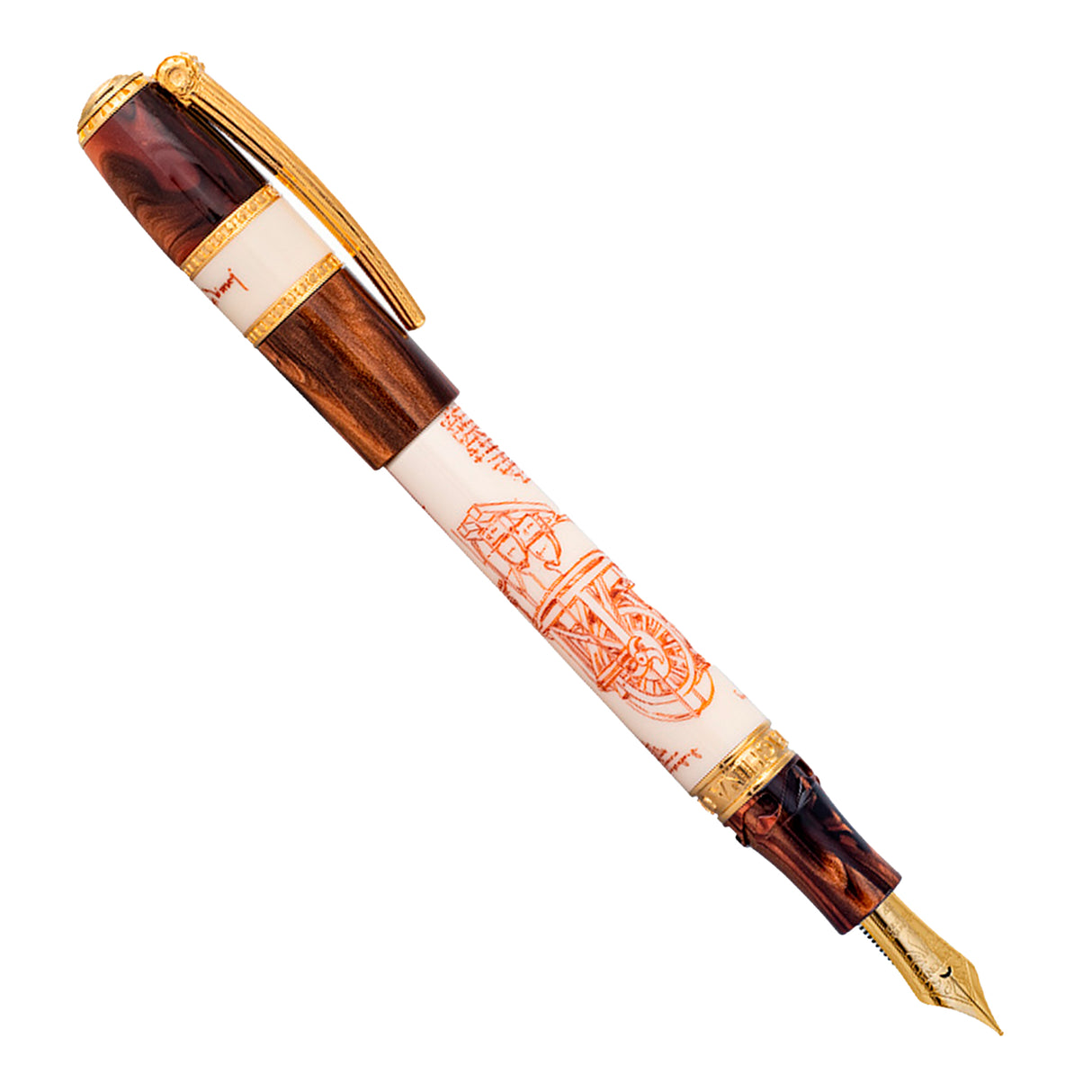 Visconti Leonardo Da Vinci Machina Gold Vermeil Limited Edition - Fountain Pen