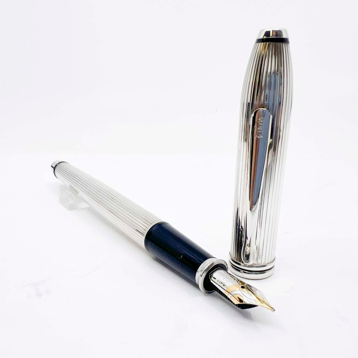 Cross Townsend Sterling Silver Fountain Pen - Made in USA - Fine 18kt Gold Nib