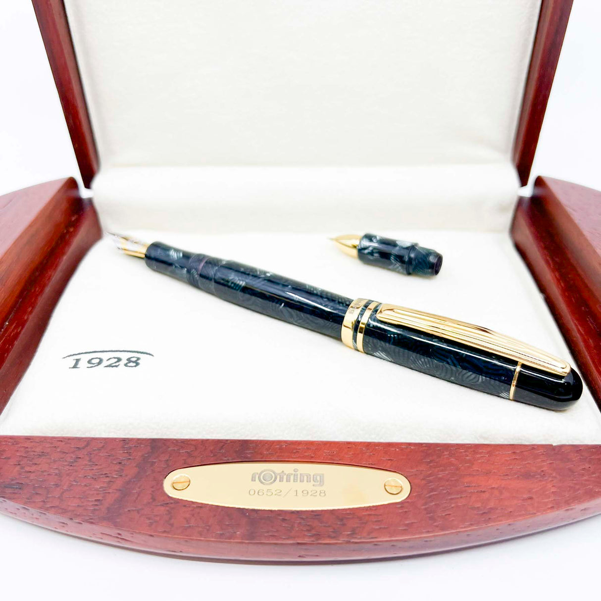 Rotring (German for "Red Ring") Tintenkuli "1928" Celluloid Limited Edition Fountain Pen Celebrating 70 Years of Rotring Pen Production - Medium 18kt Gold Nib + an Interchangeable Stylographic Tubular Point
