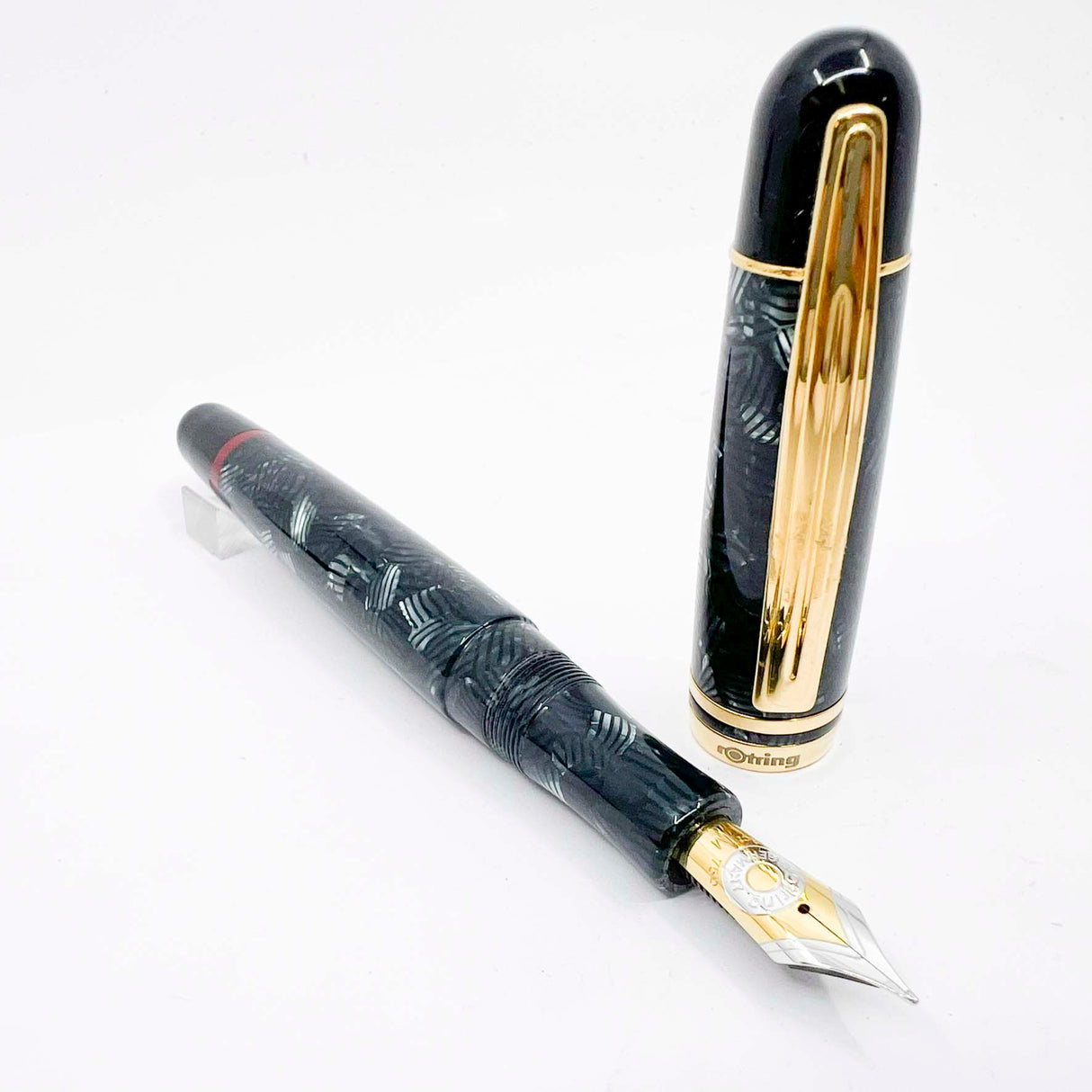 Rotring (German for "Red Ring") Tintenkuli "1928" Celluloid Limited Edition Fountain Pen Celebrating 70 Years of Rotring Pen Production - Medium 18kt Gold Nib + an Interchangeable Stylographic Tubular Point