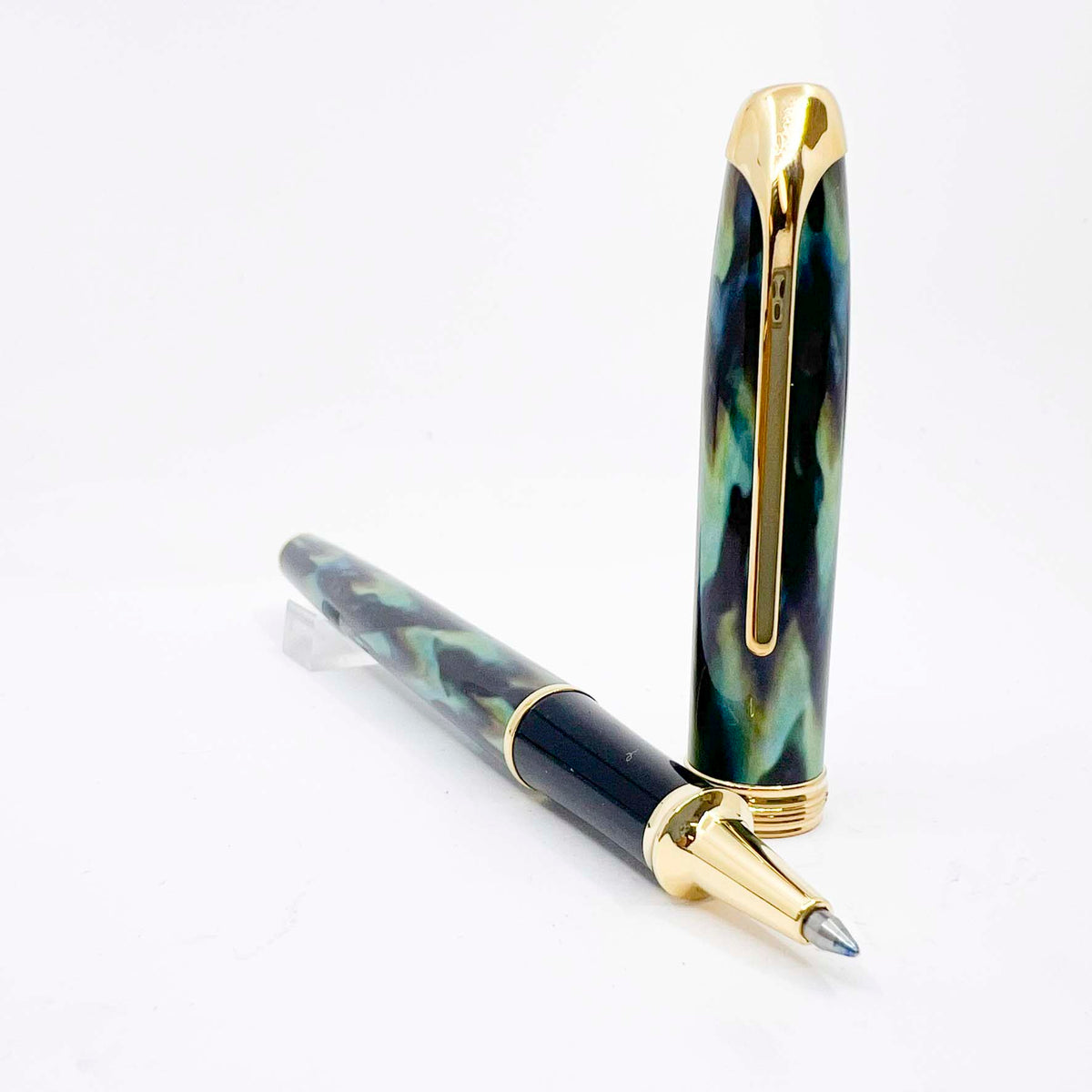 Cross Pinnacle Peacock Blue Lacquered Rollerball - Made in USA Circa 1999