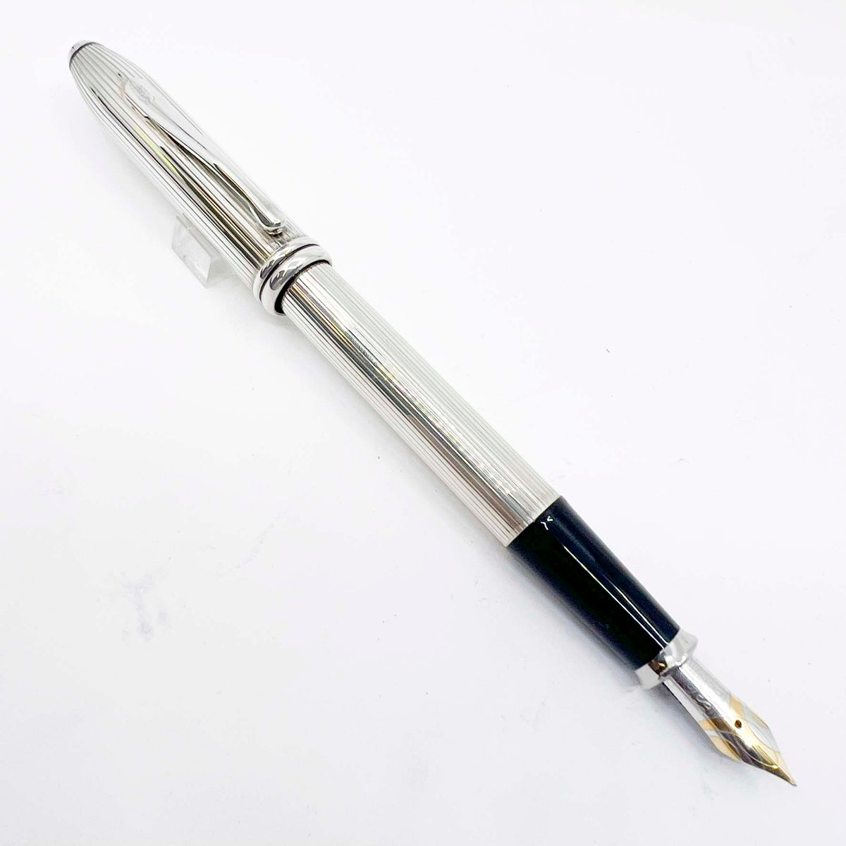 Cross Townsend Sterling Silver Fountain Pen - Made in USA - Fine 18kt Gold Nib