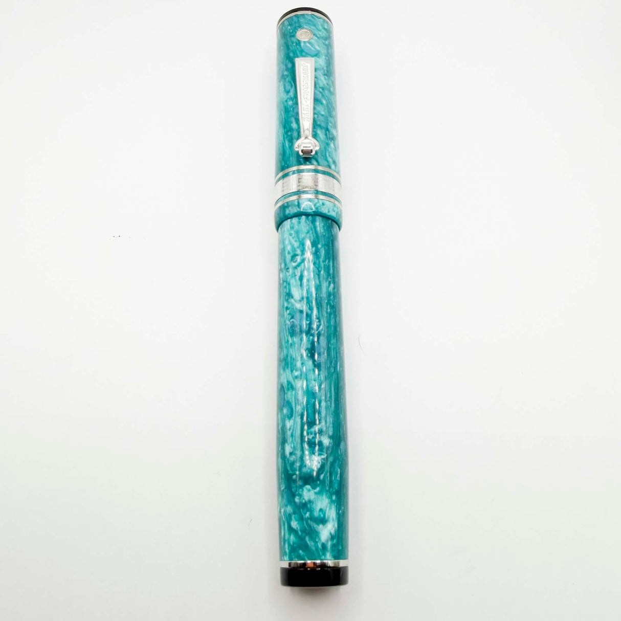 Wahl Eversharp Lustrous Marbleized Turquoise Decoband Oversized Fountain Pen - Superflex Medium #8 Size 1kt Gold Nib