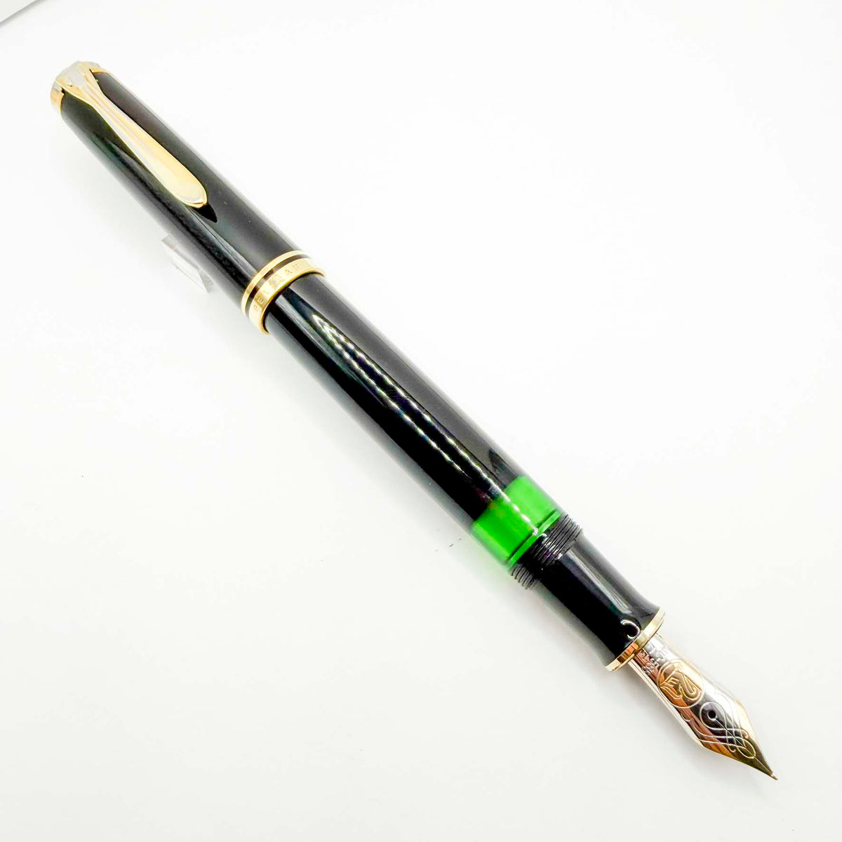 Pelikan M800 Solid Black Fountain Pen - Early Model "W. Germany" on Cap Band + Extra Fine 14kt Nib