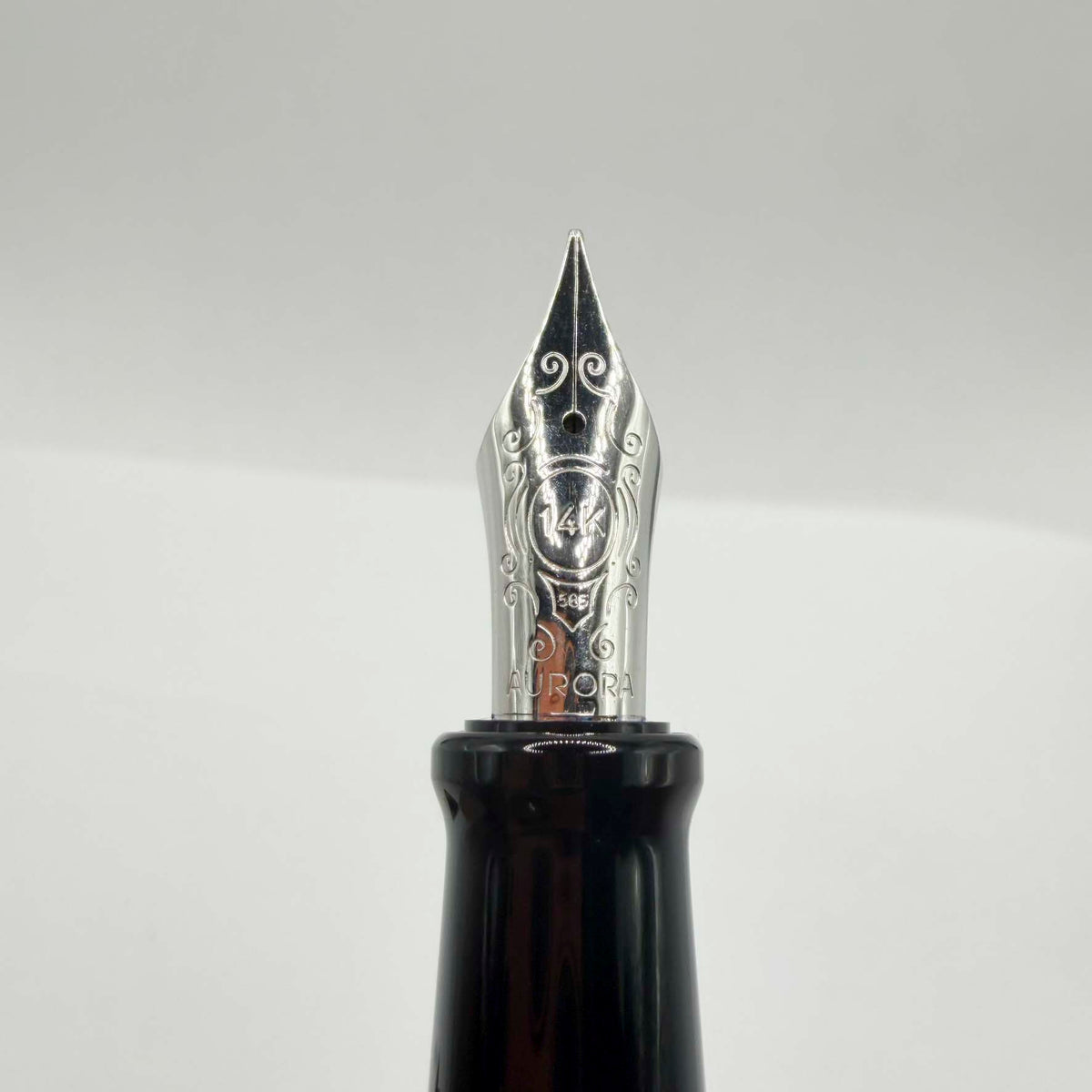 Aurora Optima Marbled Burgundy Auroloide Fountain Pen - Fine 14kt Gold Nib
