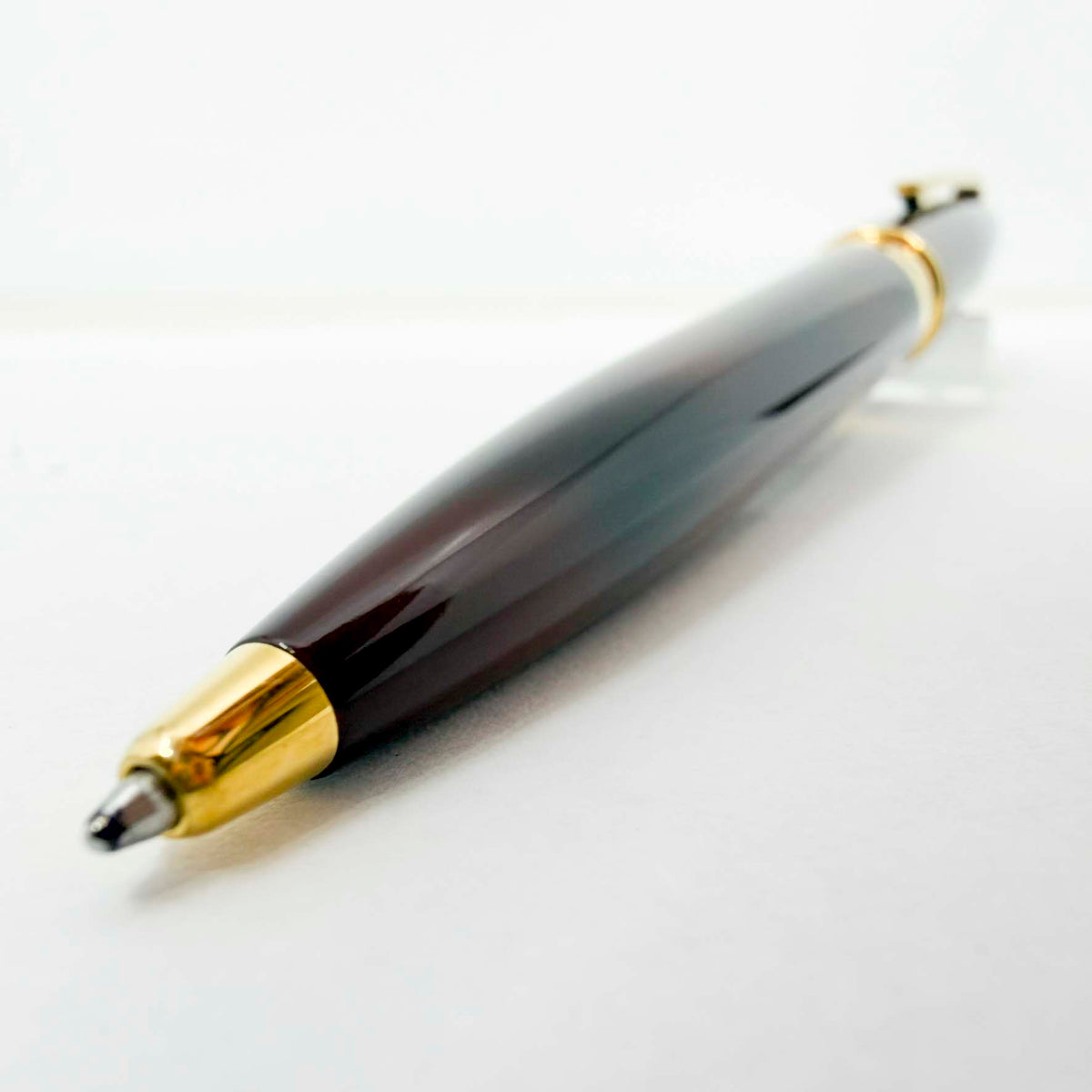 S.T. DuPont Orpheo Laque Ecaille Ballpoint Pen - Marbled Black & Burnished Burgundy Laque