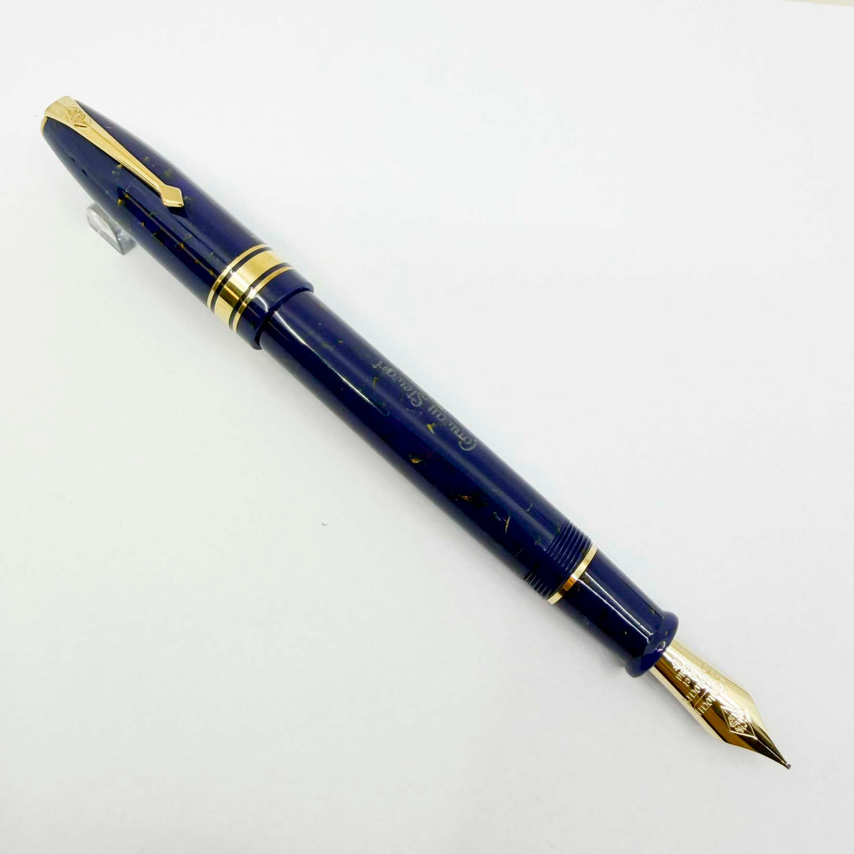 Conway Stewart 100 Dark Blue with Golden Amber Flecks Fountain Pen - Italic Fine 18kt Gold Nib