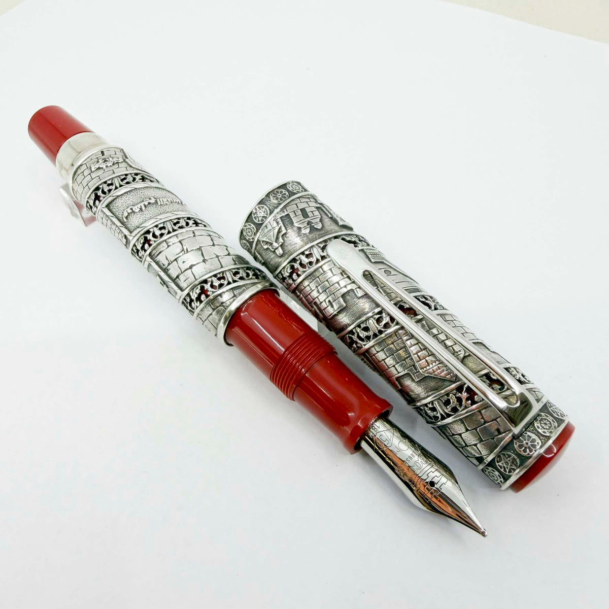 OMAS Jerusalem 3000 Limited Edition Sterling Silver Fountain Pen (1996) - Broad 18kt Gold Nib