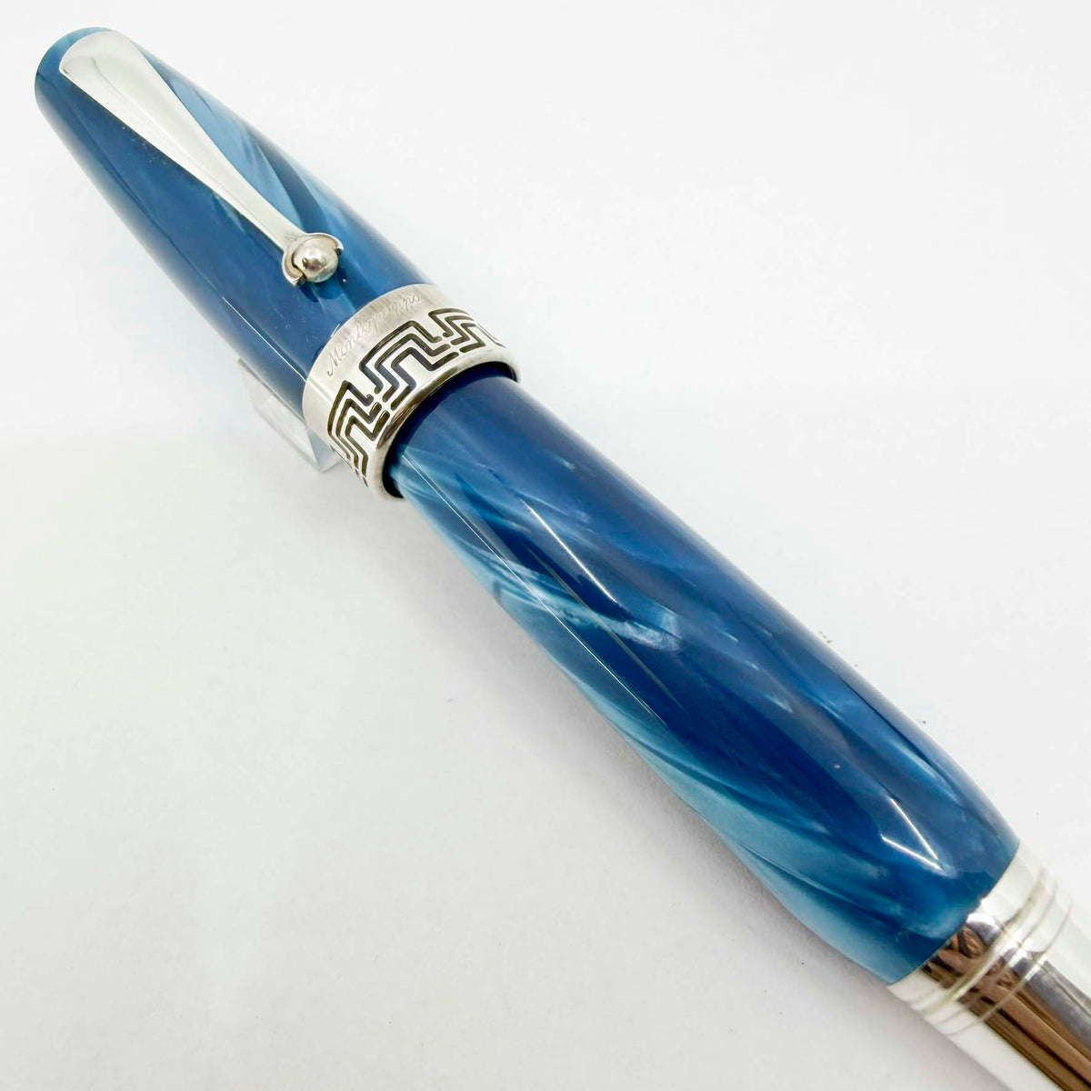 Montegrappa Miya Lustrous Turquoise Celluloid Fountain Pen - Medium 18kt Gold Nib
