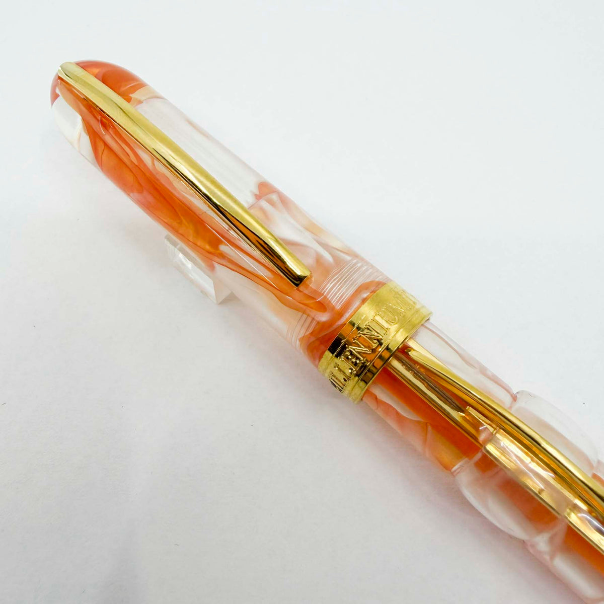 Visconti "Millennium Two" Orange Streaked Transparent Limited Edition Crescent Fill Fountain Pen - Semi-Flex Medium 18kt Gold Nib - MINT