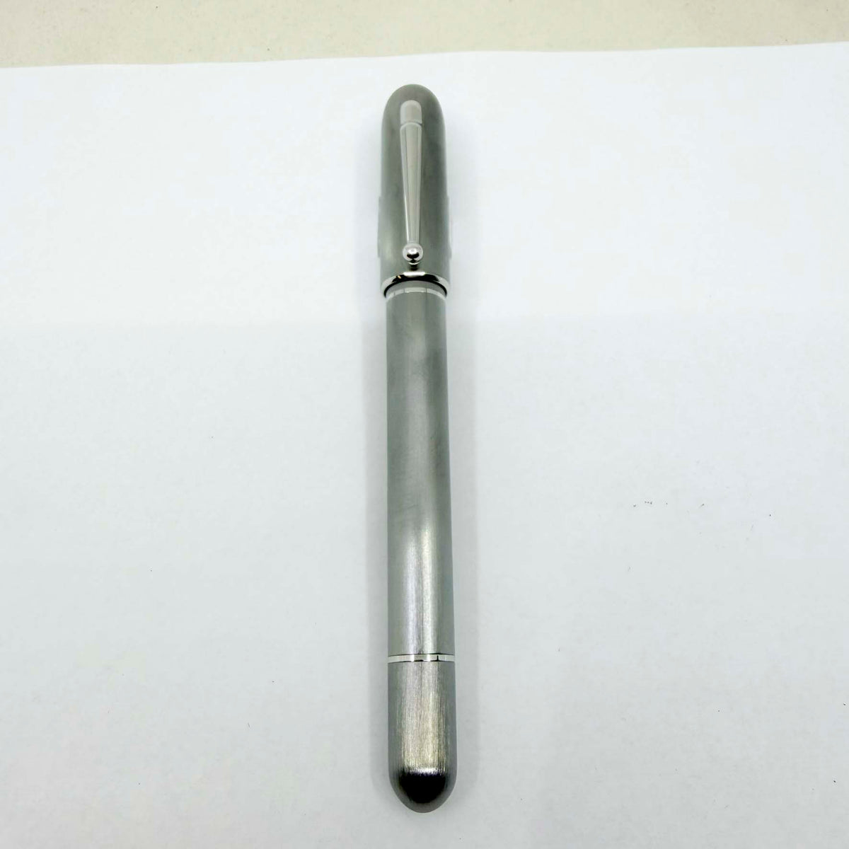 Dunhill Sidecar Brushed Stainless Steel Fountain Pen - Medium 18kt Gold Nib - MINT