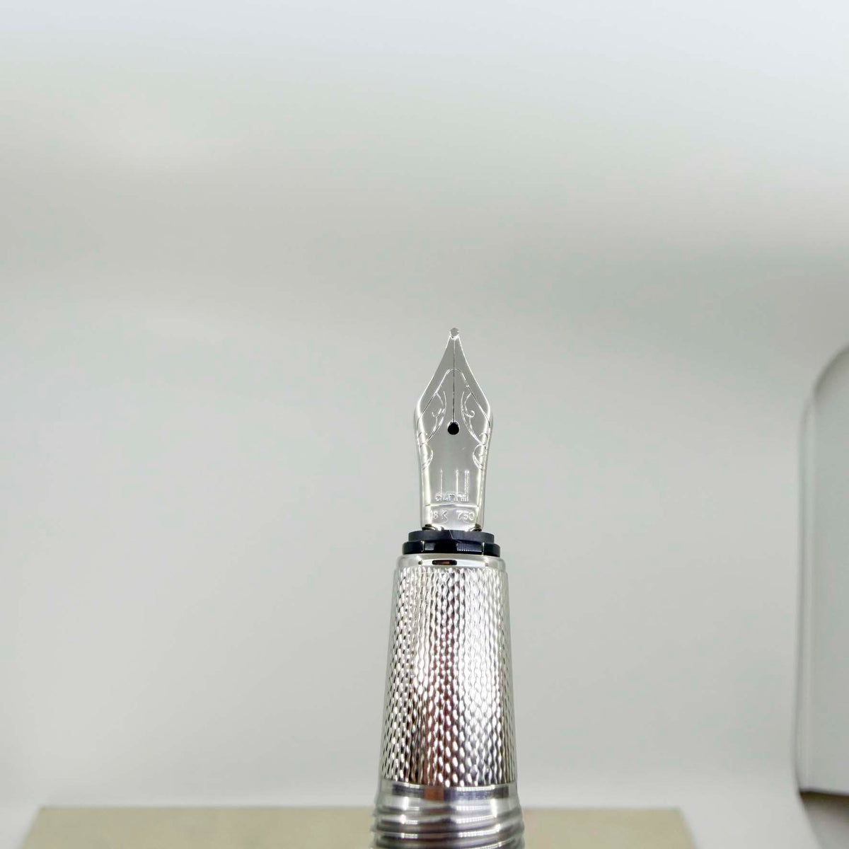 Dunhill Sidecar Brushed Stainless Steel Fountain Pen - Medium 18kt Gold Nib - MINT