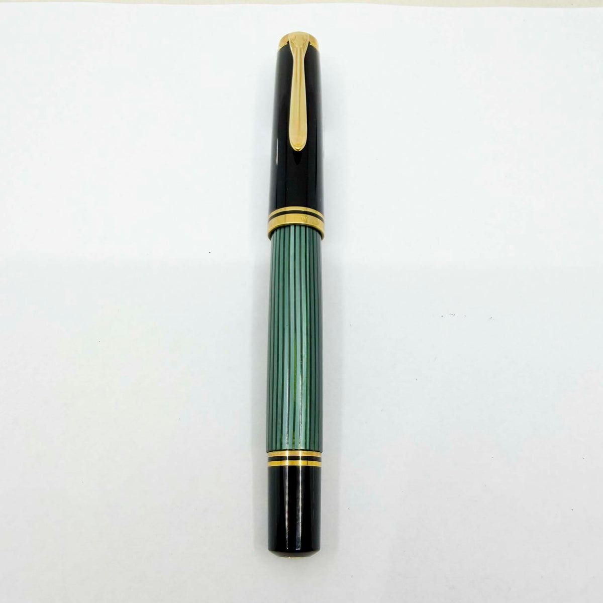 Pelikan M800 Green Striped Fountain Pen - Early Model "W. Germany" On Cap Band - Medium 18kt "PF" Nib