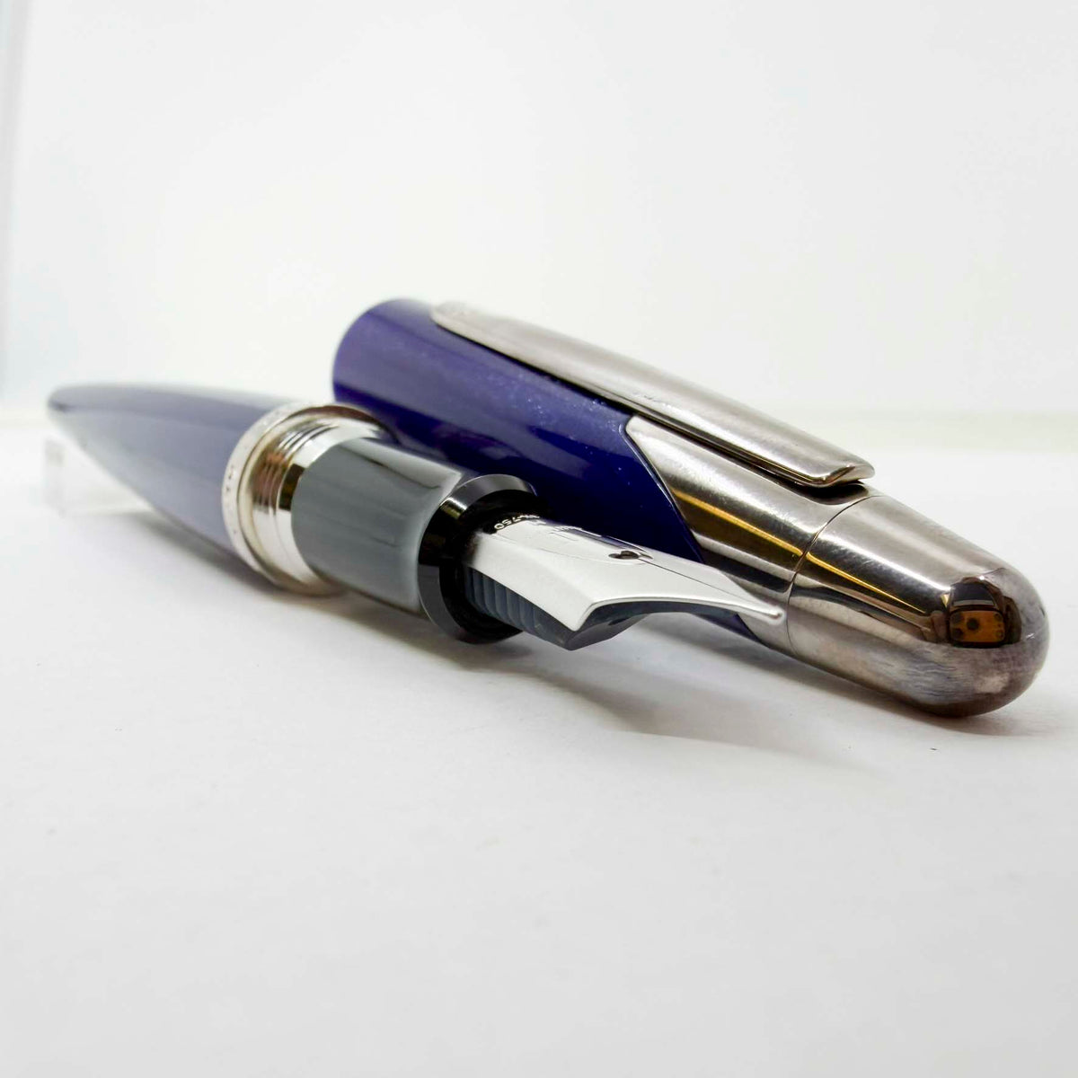Dunhill AD2000 Cobalt Blue Galaxy Fountain Pen - Medium 18kt Gold Nib (Writes "Fine" As Pilot Pen Produced The Nib)