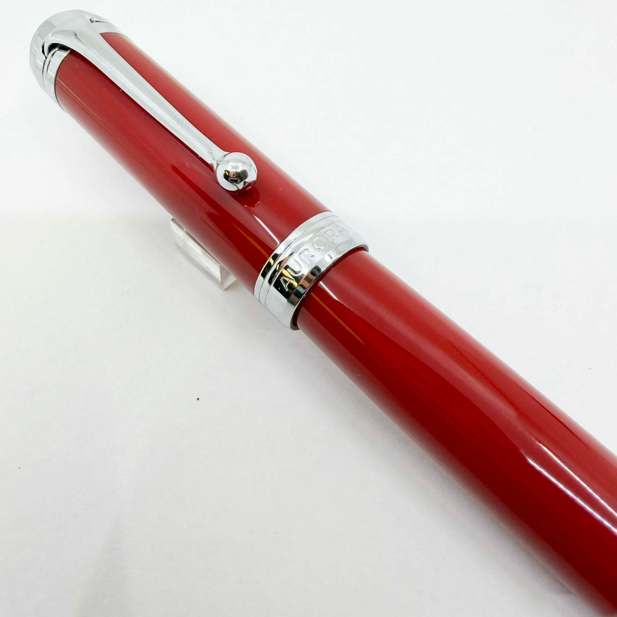Aurora Burgundy Talentum Chrome Trim Fountain Pen - Fine 14kt Gold Nib - MINT