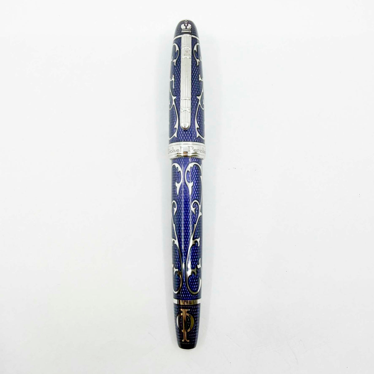 Michel Perchin Royal Blue Monogram Limited Edition Fountain Pen (1995) - Broad 18kt Gold Nib