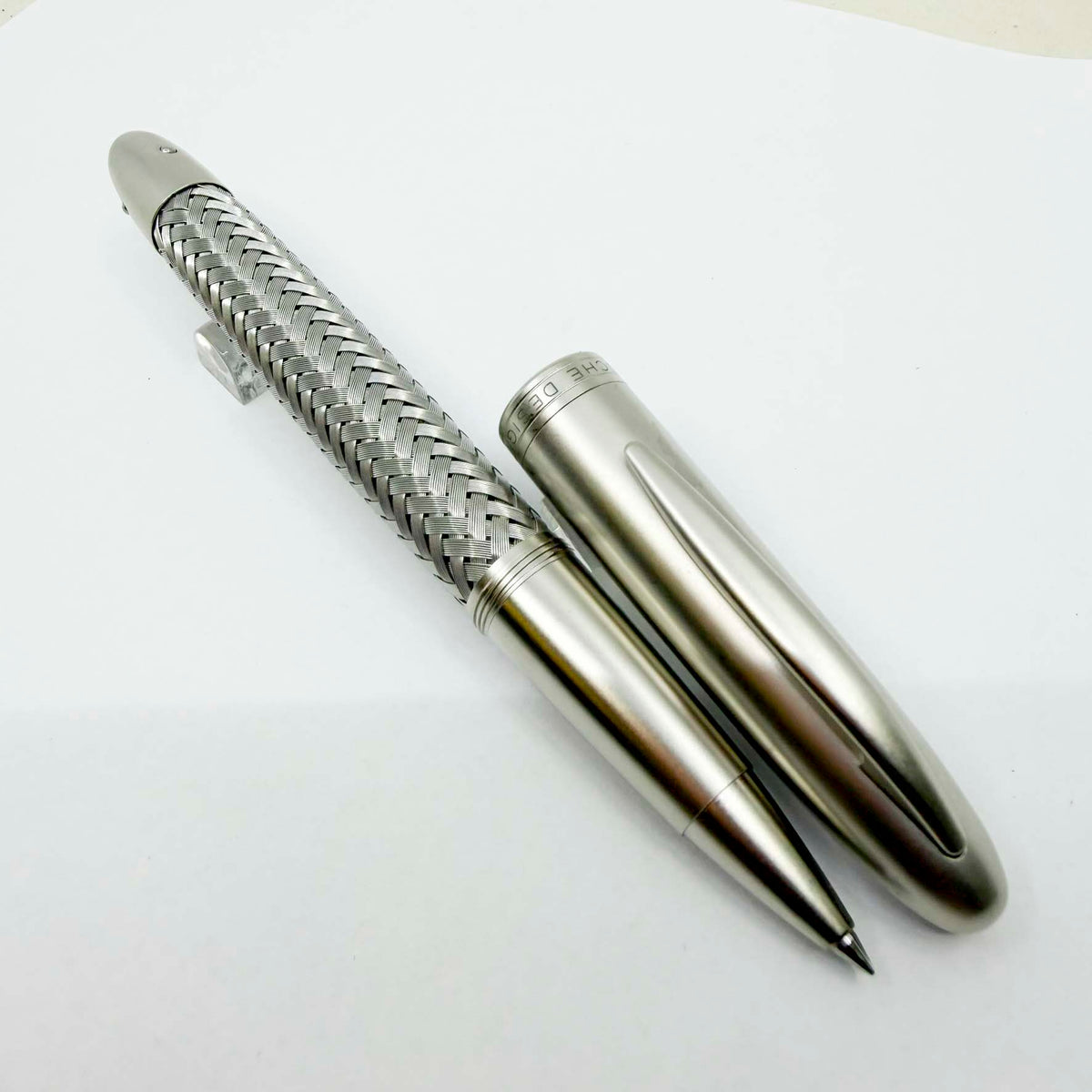 Porsche Design Tec Flex Stainless Steel Basketweave Rollerball Pen
