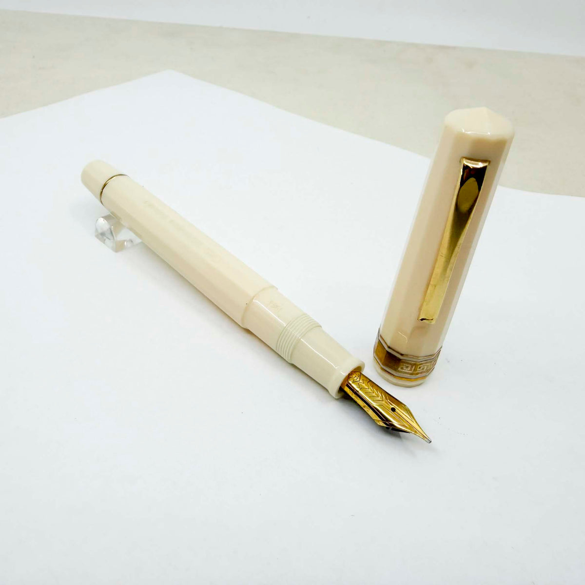 OMAS Ivory Vegetal Resin Bibliotheque Nationale Fountain Pen - Medium 18kt Gold Nib