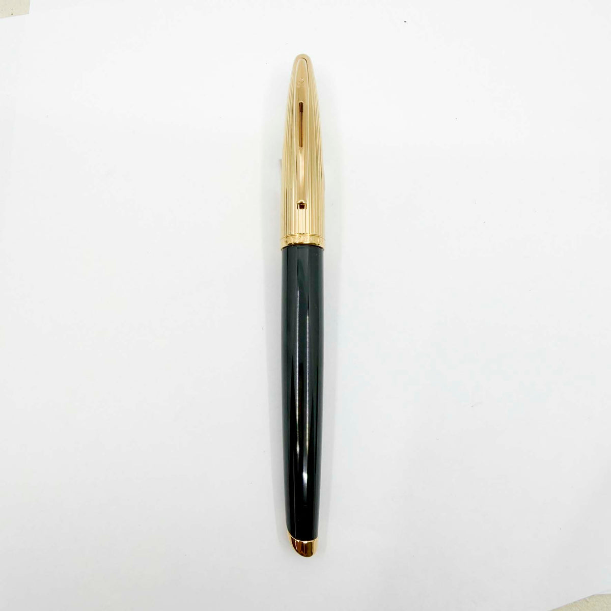 Waterman Carene Deluxe Green Barrel/Gold-Plated Cap Fountain Pen - Fine 18kt Gold Nib