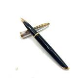 Waterman Carene Deluxe Black Barrel/Silver-Plated Cap Fountain  Pen   - Fine 18kt Gold Nib