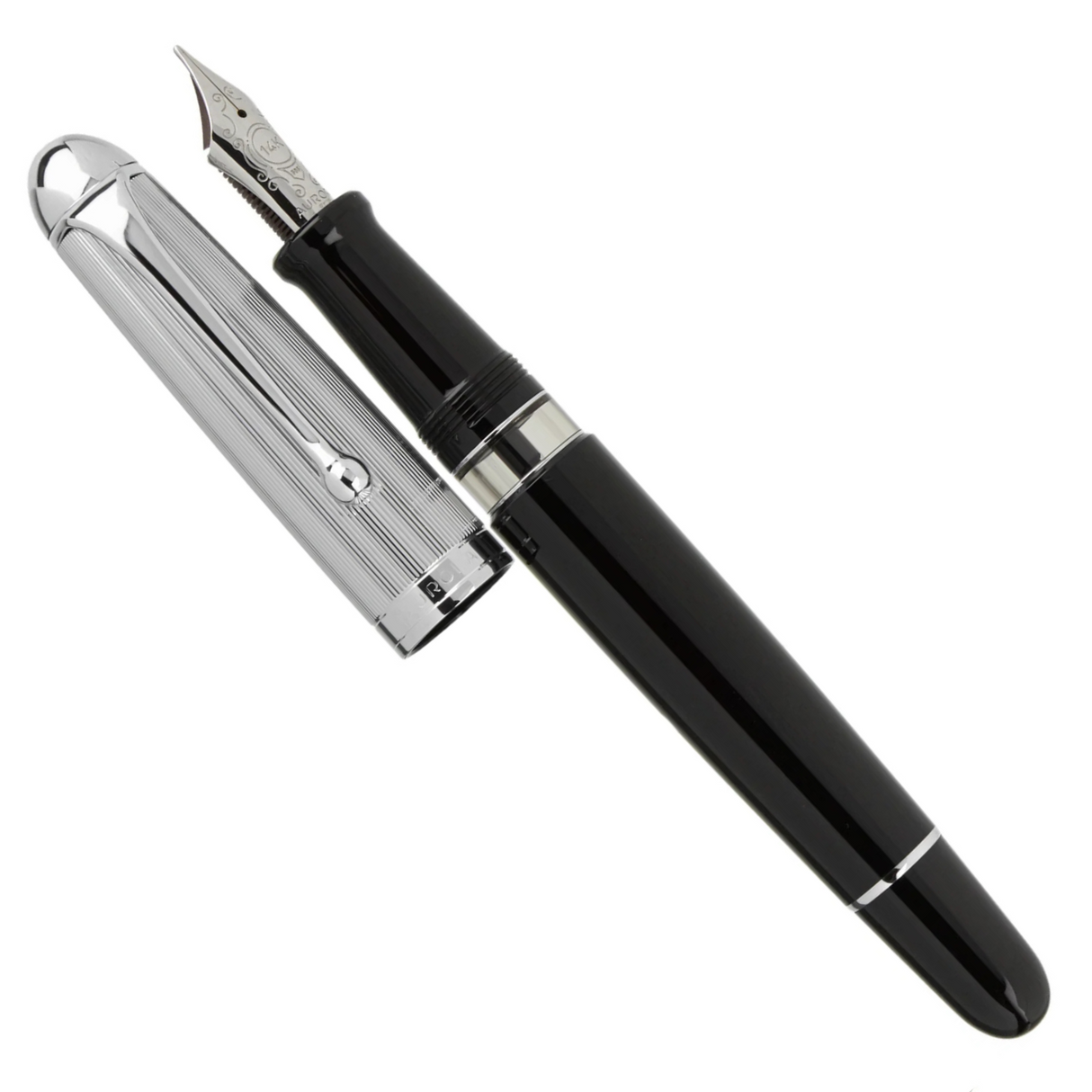 Aurora 88 Black with Chrome Cap Fountain Pen (LARGE)