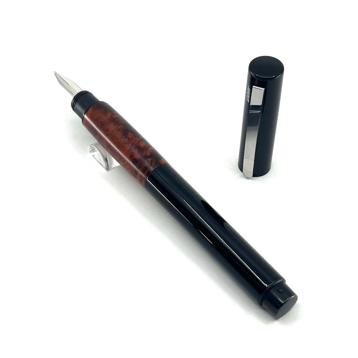 Lamy Accent Briarwood & Black Lacquered Fountain Pen - Broad 14kt  Gold Nib