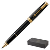 Parker Sonnet Black Gold Trim Rollerball Pen