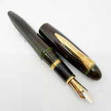 Platinum Izumo Urushi Soratame (Brown/Green)  Oversized Fountain Pen - Medium 18 Kt Gold Nib