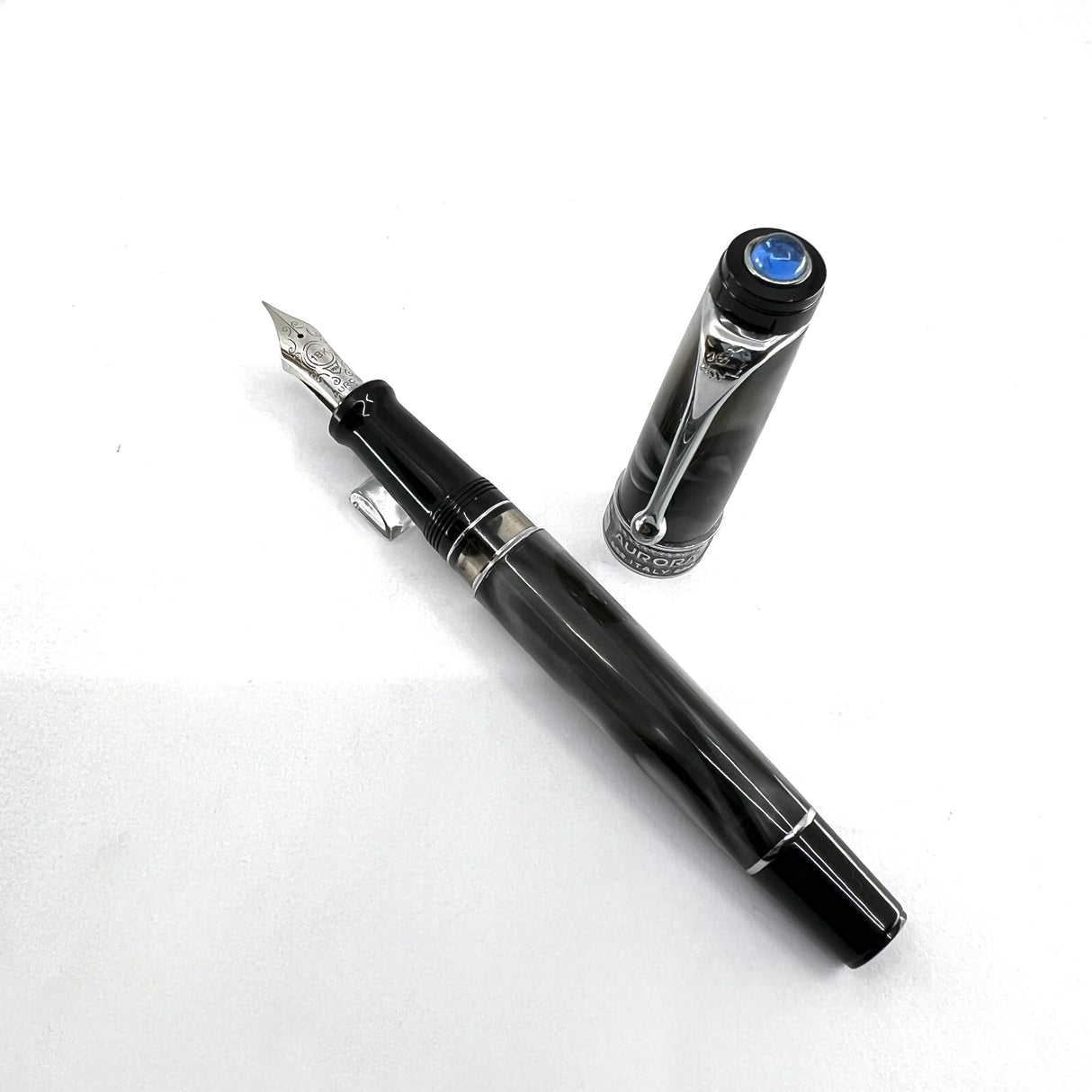 Aurora "Europa" Optima Marbled Charcoal & Gray Limited  Edition Fountain Pen - Fine 18kt Gold Nib