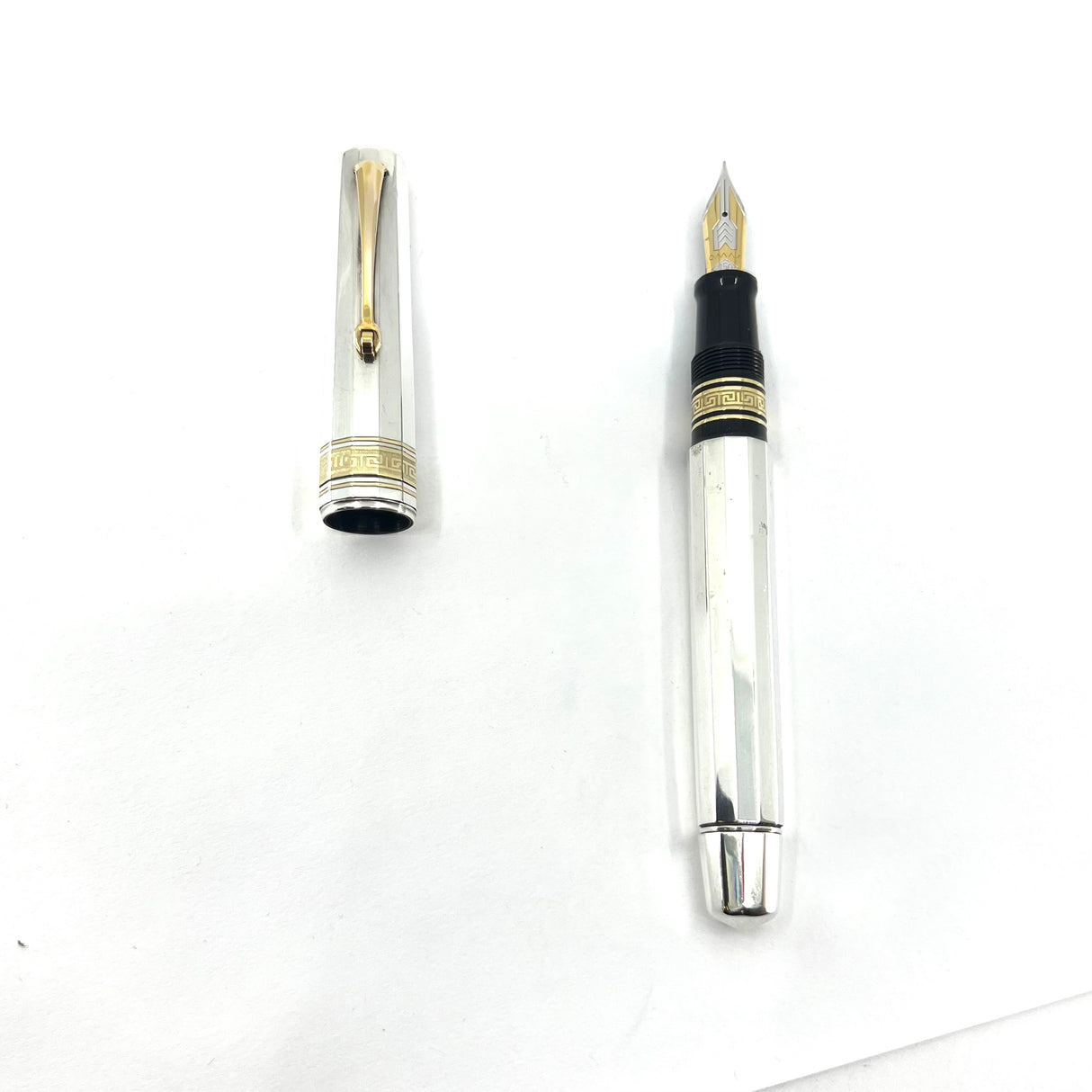 OMAS Sterling Silver Facetted Large Paragon Limited Edition Fountain Pen -  Fine 18kt Gold Nib
