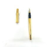 Elysee Parthenon Fountain Pen with Gold-Plated  Vertically Etched Body  - Medium 18kt Gold Nib